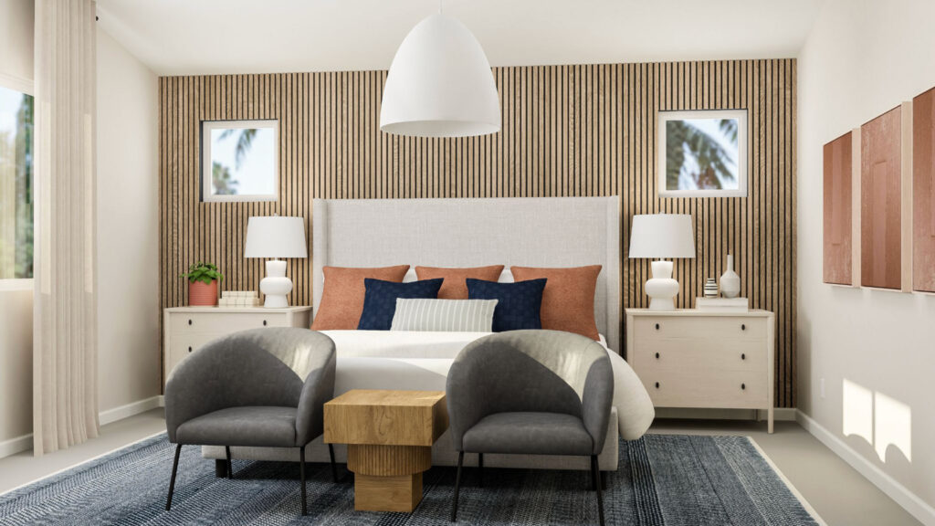 Lennar Contemporary Brick Navy Design Scheme bedroom